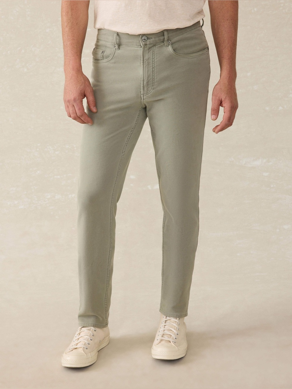 Men’s Faherty Stretch Terry 5 Pocket Green Pants Size 31x28